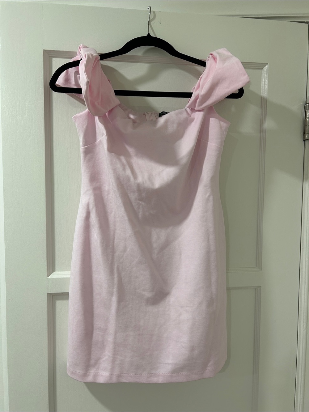 wild fable Light Pink Bow-Shoulder Mini Dress